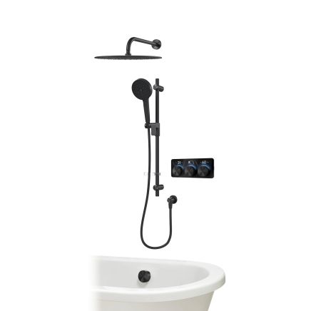 Aqualisa S3 Matt Black Smart Digital Shower Triple Outlet (Slide Rail Kit with Fixed Wall Head) HP/Combi