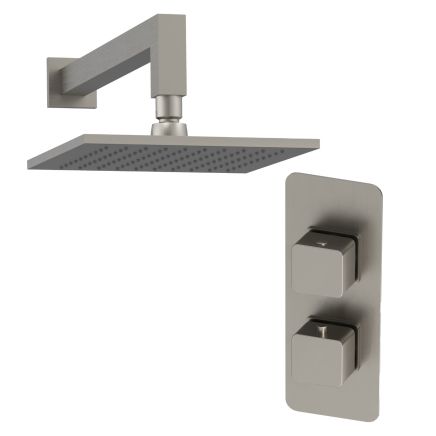 Liva Brushed Nickel Concealed Shower Valve & Fixed Shower Head Pack