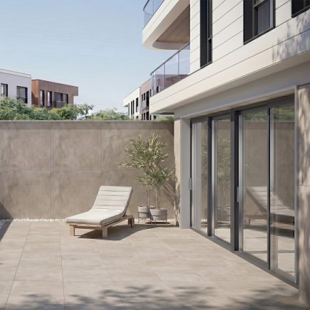 Gandi Perla Outdoor Matt Porcelain Tile 900x900mm roomset