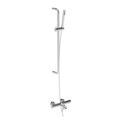 Elora Chrome Round Thermostatic Bath Shower Mixer With Slide Rail Kit