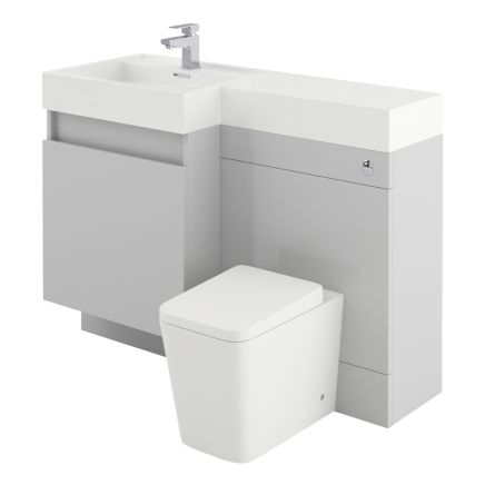 Summers Gloss Light Grey Left Hand Combination Vanity Basin and WC Unit 1200mm