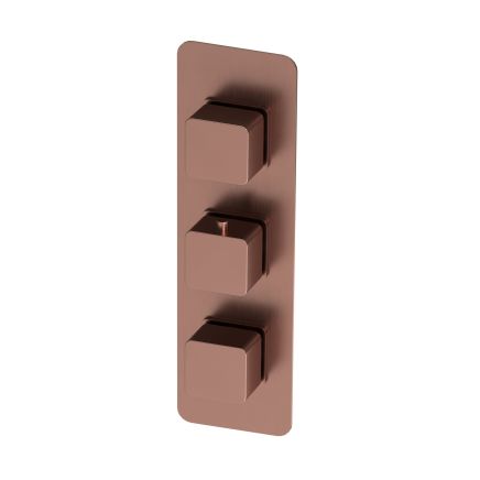 Brushed Bronze Triple Square Concealed Thermostatic Shower valve Triple Outlet