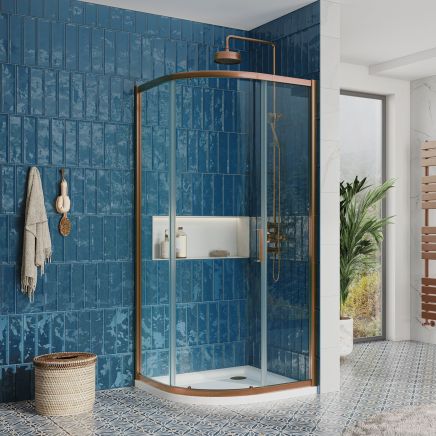 Fabio Brushed Bronze Sliding Shower Door Quadrant 800x800mm