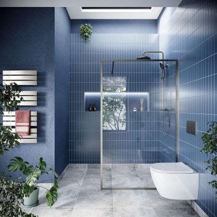Amien Brushed Nickel Framed Clear Glass Shower Screen - 1180mm