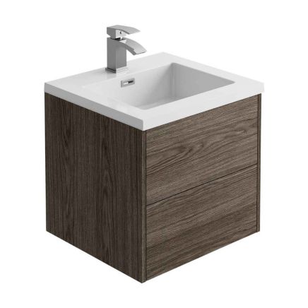 grey wood effect finish wall hung vanity unit with PVC edges