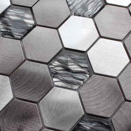 Colin Metal Glass Hexagonal Mosaic 300x300mm