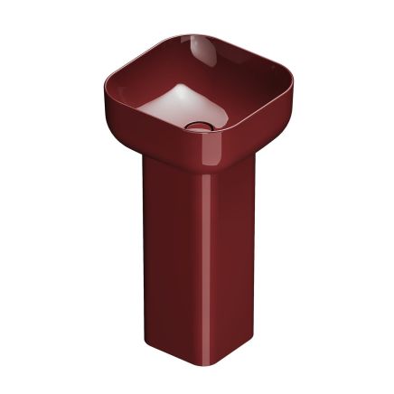 Verity Square Basin & Full Pedestal in Rubino Gloss