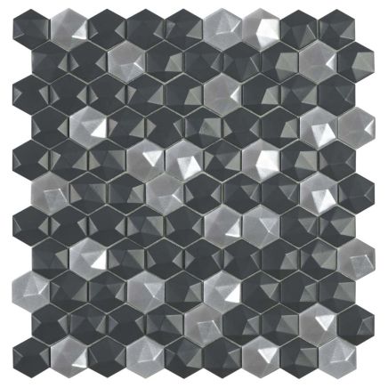 Subra Hexagon Matt Black Mix Mosaic 300x300mm