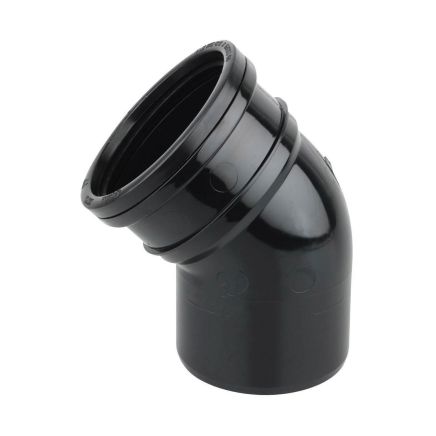 Wavin Osma Soil Black Bend 45 Degree 110mm - 4s163b
