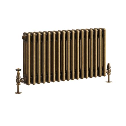 Clement Antique Brass Triple Horizontal Column Radiator - 400x785mm
