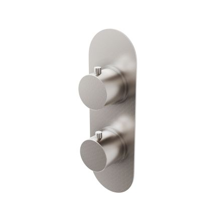 Elora Brushed Nickel Round Dual Control Concealed Thermostatic Shower Valve With Dual Outlet