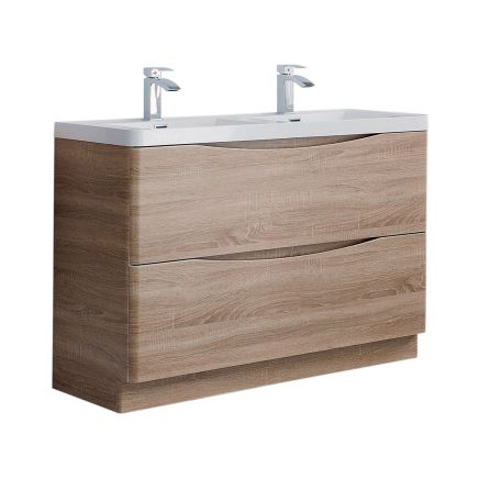 Erin Light Oak Floor Standing Vanity Unit with Resin Basin 1200mm