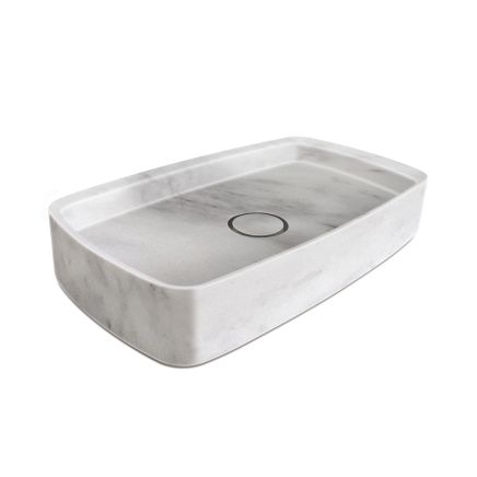 Marzio White Honed Marble Rectangle Basin 212983