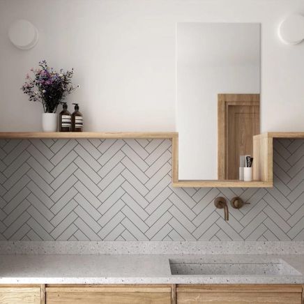 Accordion Grey Matt Ceramic Brick Tile 200x50mm