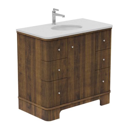 Hayward Walnut Ribbed Floor Standing Vanity Unit 900mm