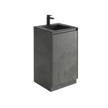 Odion Concrete Floor Standing Vanity Unit with Black Basin 500mm