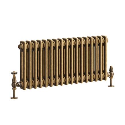 Clement Antique Brass Double Horizontal Column Radiator - 300x785mm