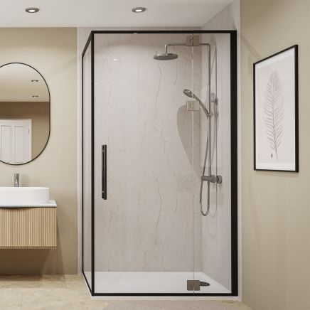 Vero Colonnata Marble Warm Waterproof Postform & Tongue Edge Shower Wall Panel 2420x1200mm