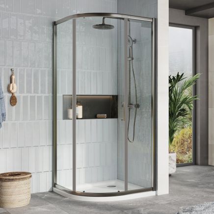 Fabio Gunmetal Sliding Shower Door Quadrant 900x900mm