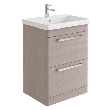 Esk Stone Grey Floor Standing Vanity Unit and Basin with Chrome Handles 600mm