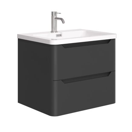 Wall Hung 600mm Vanity Unit in Matt Black