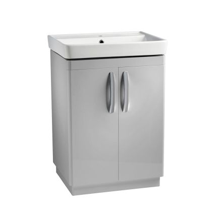 Tavistock Compass Gloss Light Grey Floor Standing Vanity Unit with Ceramic Basin 600mm