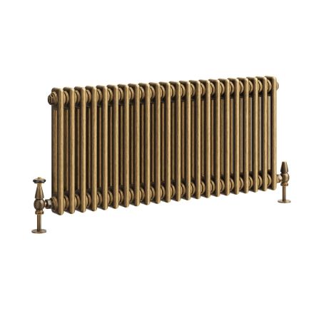 Clement Antique Brass Double Horizontal Column Radiator - 400x1010mm