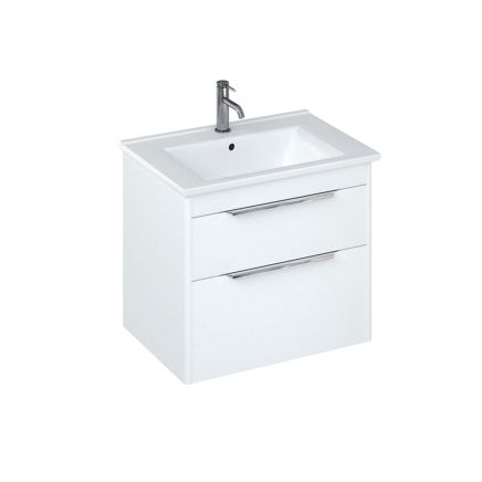 Britton Shoreditch Matt White Double Drawer Wall Hung Vanity Unit with Square Basin 650mm