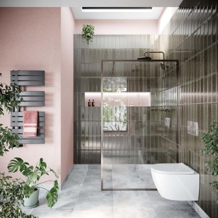 Amien Gunmetal Framed Clear Glass Shower Screen