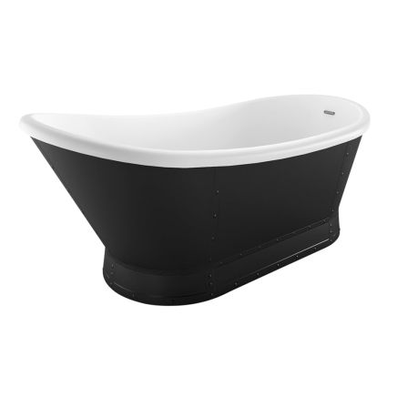Hoff Matt Black Industrial Freestanding Acrylic Bath 1676x780mm