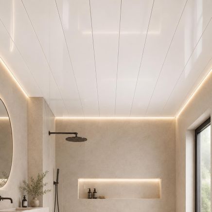Atlantis Gloss White Waterproof PVC Wall & Ceiling Panel 2700x250mm (Pack of 4)