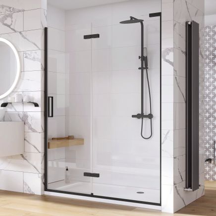 Lanka Matt Black Hinged Shower Door 1200mm