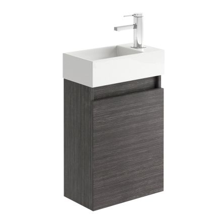Compact Leached Oak Wall Hung Cloakroom Vanity Unit 390mm