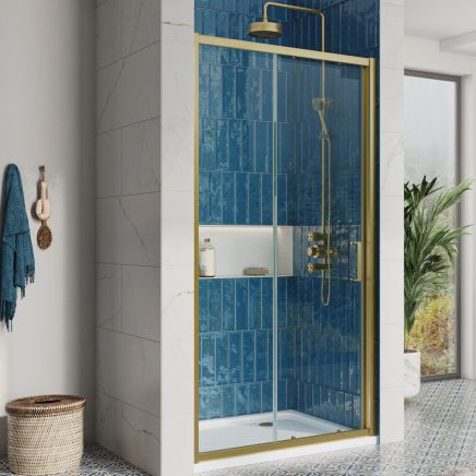 Fabio Brushed Gold Sliding Shower Door