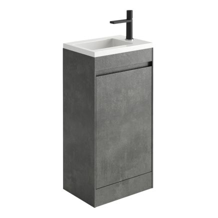 Odion Concrete Floor Standing Cloakroom Vanity Unit with Resin Basin 440mm