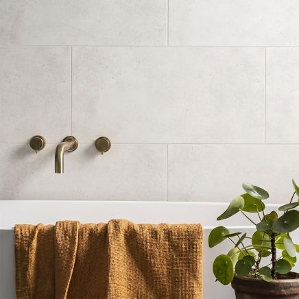 Brooks Bianco White Concrete Porcelain Tile 300x600mm roomset 2