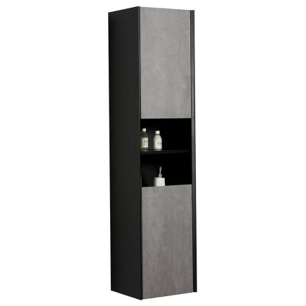 Snowdon Concrete and Black Wall Mounted Tall Storage Cabinet