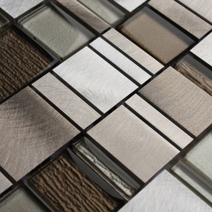 Nina Brown Glass & Metal Mix Mosaic 300x300mm