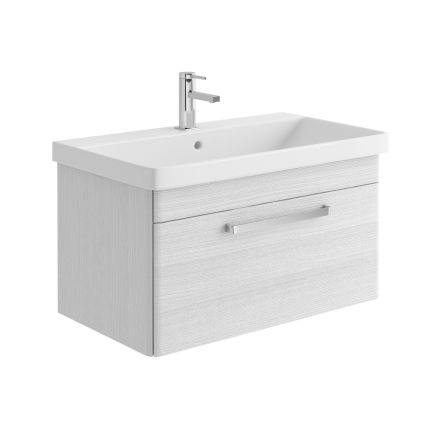 Esk White Wall Hung Vanity Unit and Basin with Chrome Handles 800mm