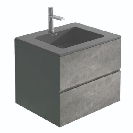 Galyn Concrete Wall Hung Vanity Unit with Black Basin 600mm