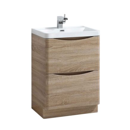 Erin Light Oak Floor Standing Vanity Unit with Ceramic Basin 600mm