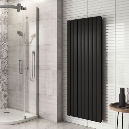 Perth Matt Black Double Vertical Flat Panel Radiator 1200x612mm