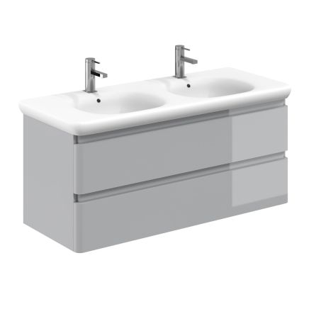 Neon Gloss Light Grey Wall Hung Vanity Unit with Lynx Resin Basin 1200mm