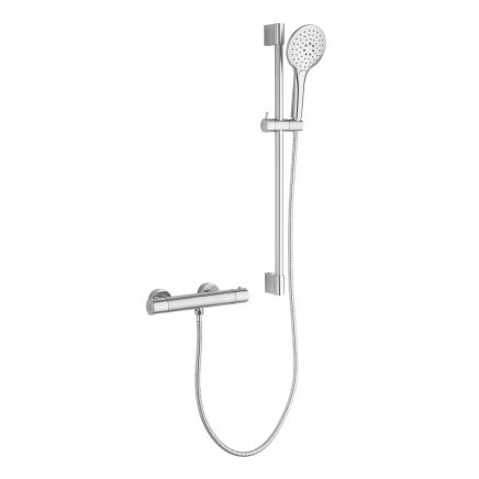 Aden Round Exposed Thermostatic Bar Valve & Slide Rail Chrome Shower Kit