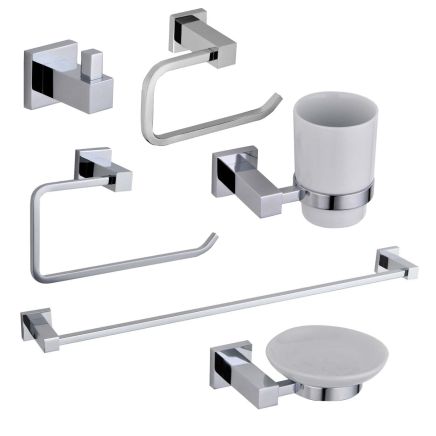 Quad Chrome 6-Piece Bathroom Accessory Set