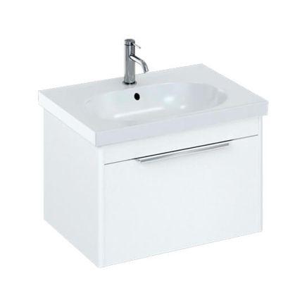 Britton Shoreditch Matt White Single Drawer Wall Hung Vanity Unit with Round Basin 650mm