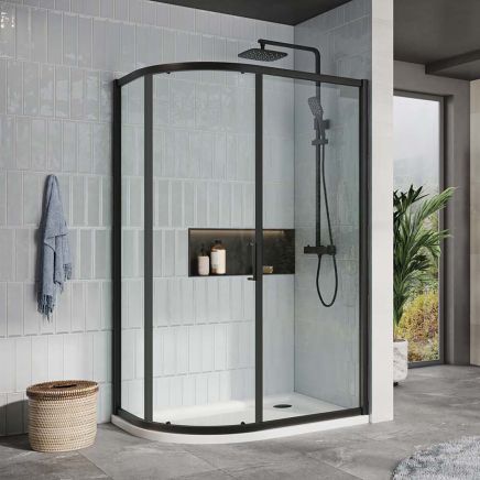 Fabio Black Sliding Shower Door Quadrant
