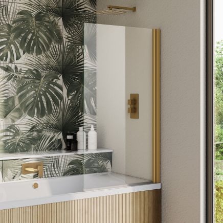 Moxby Brushed Gold Single Pivot Bath Screen