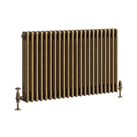 Clement Antique Brass Triple Horizontal Column Radiator - 600x1010mm