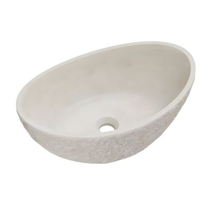 Brava Concrete Ark Basin 548mm x 348mm Raw Stone Texture - Cream